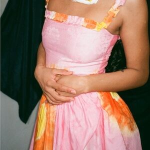 100% Silk NWT Pink and Orange Floral Dress